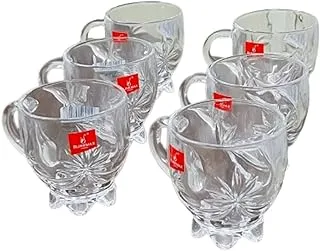 Tea and Nescafe mug set, 6 pieces, clear crystal glass, the famous Blank Mix brand, 6 pieces, code: 43