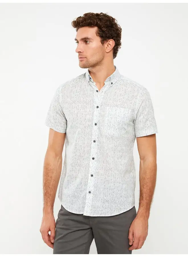 LC WAIKIKI Regular Fit Short Sleeve Patterned Poplin Men's Shirt