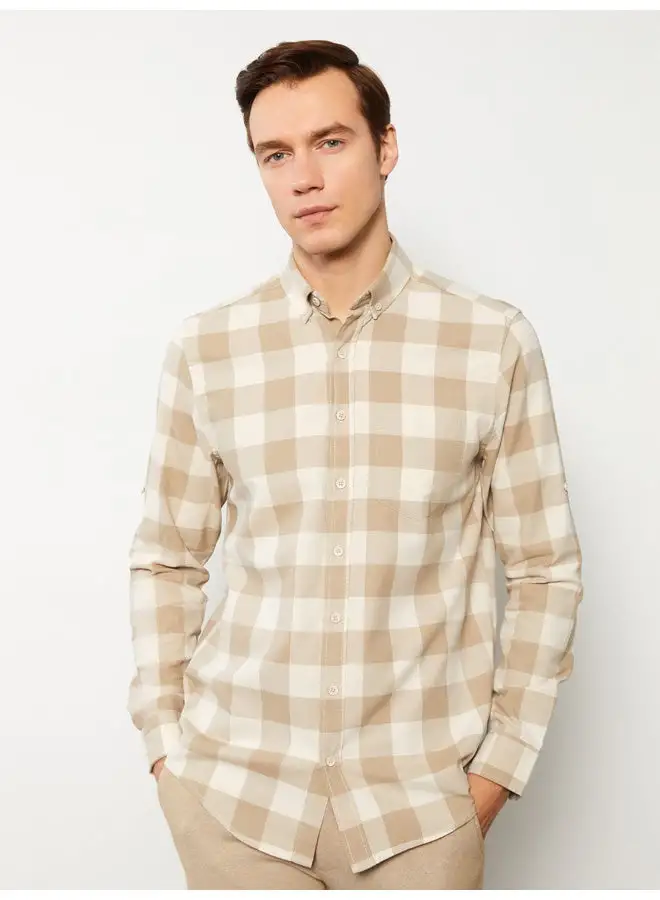 LC WAIKIKI Regular Fit Long Sleeve Plaid Dobby Men's Shirt