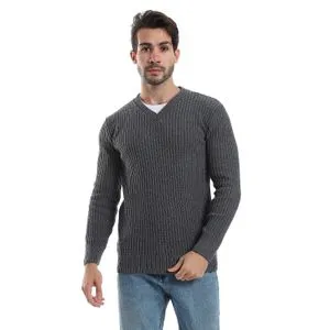 Caesar Wool Mens Pullover With V Neck