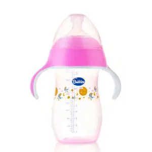 Bubbles Natural Feeding Bottle 280ml With Hand (Pink) Rose