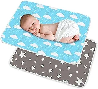 SACONELL 2 Pack 50cmX70cm Portable Baby Diaper Changing Pad, Newborn and Toddlers Waterproof Reusable Nappy Multi Function Washable Mat for Home and Outdoor, Travel (Grey & Blue)