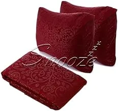 Snooze Fitted Jakared microfiber Bed Sheet - Dark red (flowery design) 180 * 200 Cm + Free 2 Pillowcases