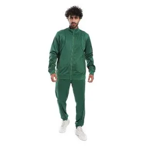 Activ Emerald Green Solid Zip Through Neck Active Tracksuit Set