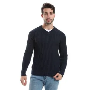 Caesar Wool Mens Pullover With V Neck