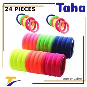 Taha Offer Medium Elastic Hair Ties 24 Pieces  6 Colors