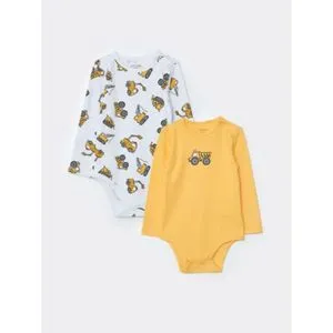 LC Waikiki Printed Long Sleeve Baby Body With Snap Crotch 2-Pack.