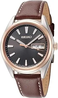 Seiko Men's Quartz Watch Stainless Steel with Leather Strap