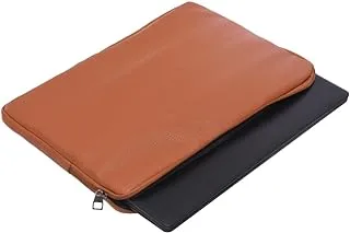 Accelerate Pebbled Rust Orange Leather Protective 15-15.6 inch Premium Laptop Sleeve Case with Zipper | Slim Design Laptop Bag compatible with Macbooks and Laptops