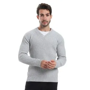 Caesar Wool Mens Pullover With V Neck