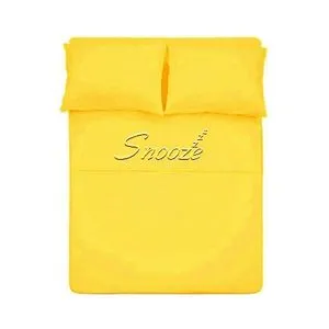 Snooze Flat Bed Sheet Set 3 PCS ,220 * 240 Cm (Shiny Yellow)