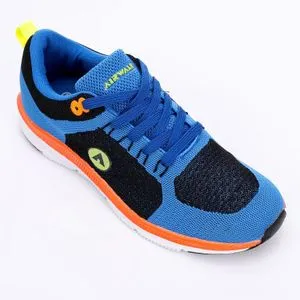 Air Walk Neon Orange Detail For Black & Blue Sneakers