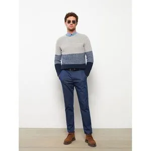 LC Waikiki Crew Neck Long Sleeve Color Block Men's Knitwear Sweater