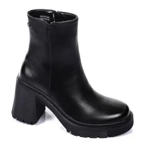 Dejavu Basic Plain Side Zipper Mid Calf Boots - Black