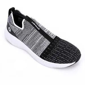 Air Walk Self Pattern Slip On Canavas Sneakers -White & Black