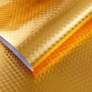 A Roll Of Golden Foil Adhesive Sticker With A Design Of Interlocking Cubes To Decorate The Walls Of The House And Drawers, 5 M, 60 Cm.