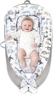 OTTOLIVES Baby's Cotton Bassinet with Pillow (Grey)