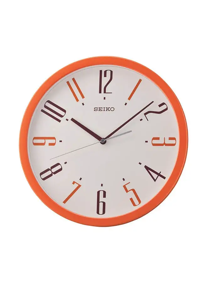 Seiko QXA729E Analog Wall Clock - White/Orange Dial