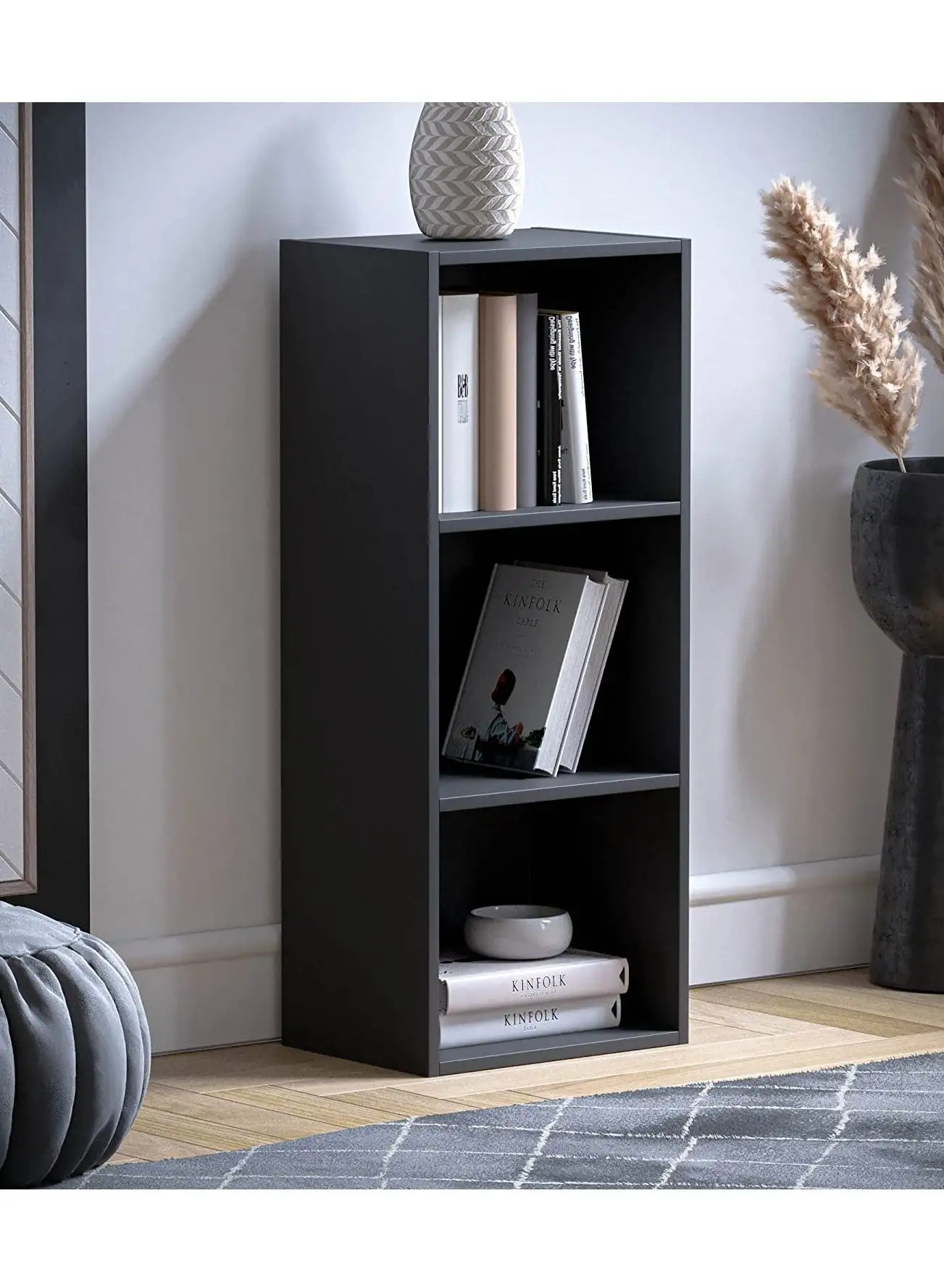 MODERN HOME Bookcase and accessory Display Unit of wood 3Tier Black