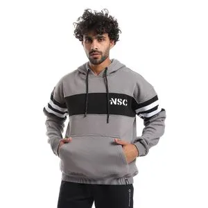 AlNasser Tri-Tone Long Sleeves Hoodie - Grey, Black & White