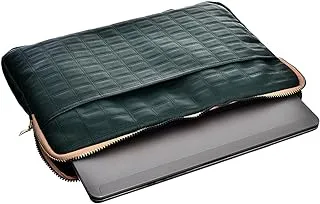 Accelerate Boxy Forest Green Leather Protective 15-15.6 inch Premium Laptop Sleeve Case with Zipper and Front Pocket for Accessories | Slim Design Laptop Bag compatible with MacBooks and Laptops