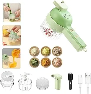 4 in 1 Handheld Vegetable Cutter- Electric Cordless Vegetable Chopper Mini Wireless Chopper Vegetable Slicer Dicer Portable Garlic Masher Hand Held Food Processor for Kitchen Garlic Pepper Onion