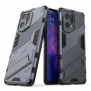 OPPO Find X5 Pro Hummer Full Protection Slim Case Kickstand  Camera Shield Cover - Silver