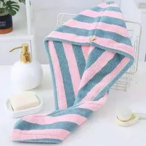 Microfiber Hair Drying Towel With Buttons - Soft On The Hair