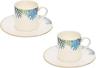 Porland Porcelain Exotic Coffee Cup & Saucer Set For Home Uses, Restaurants & Hotels, 90ml Set Of 2 Pcs.