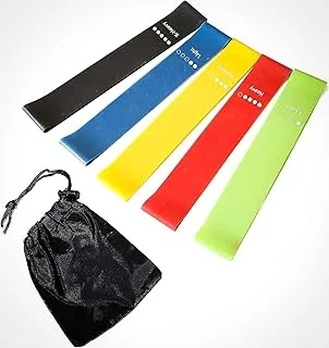 SKY LAND Resistance Band Exercise Home Gym Fitness, Yoga Resistance Loop Bands For A Different Kind Of Workout Em 9241, Black,Blue,Yellow,Red,Green