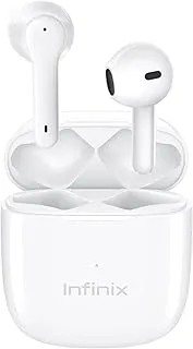 سماعات Infinix Airpods، وقت تشغيل طويل جدًا يصل إلى 36 ساعة IPX4، مقاومة للماء AI ENC، إلغاء ضوضاء المكالمات XE 22، أبيض، لاسلكي