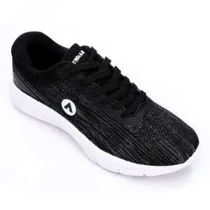 Air Walk Heather Black Lace Up Round Toecap Sneakers