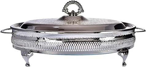 Queen Anne silver plated oval serving dish Large (lid + glass casserole)