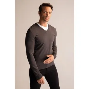 Defacto Man Regular Fit V Neck Tricot Pullover