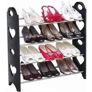 Taha Offer Plastic & Metal Shoe Organizer 1 Piece Black Color