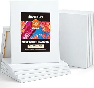 Shuttle Art Stretched Canvas, 12 Pack 11 x 14 Inch Canvases for Painting, 100% Cotton, Primed White, Premium Painting Canvas for Beginners and Artists for Acrylic, Oil, Acrylic Pouring Painting