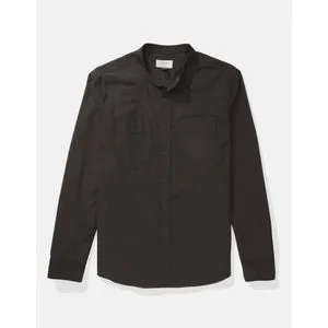 American Eagle  Band Collar Twill Button-Up Shirt.