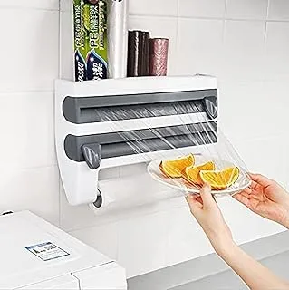 Andian 4-in-1 Wall Mount Foil & Plastic Wrap Dispenser with Cutter