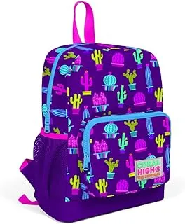 Coral High Kids Two Compartment Backpack - Purple Pink Cactus Patterned