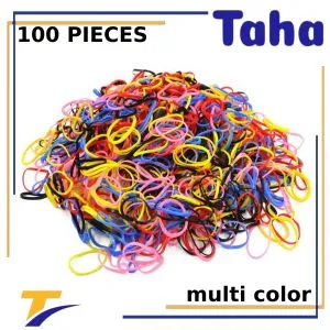 Taha Offer Small Flexible Waterproof Hair Elastics 100 Piecec Multicolored