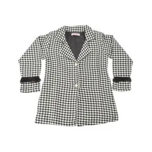 Bongo Winter Girls Coat Cotton-padded Houndtooth Jackets - Black & White