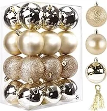 TranquilBliss Christmas Ball Ornaments 24pcs 1.57-Inch Christmas Tree Decorations for Xmas Tree Balls, Ideal for Holiday Christmas Party Wreath Tabletop Tree Decor Ornaments（Champagne）