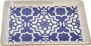 Porland Morocco Rectangular Porcelain Plate For Home Uses, Restaurants & Hotels, 18 * 13cm - Blue