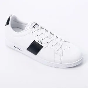 Activ Plain White With Double Side Navy Blue Strips Sneakers