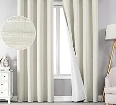 Blackout Curtains Ready to Install 100% Blackout Linen Face Blackout Curtains Size:140cm×270cm Beige