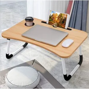 Laptop Bed Table, Foldable Portable Lap Standing Desk With Cup Slot