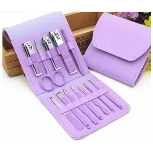 Nail Clippers Set Of 12 Pieces, Portable Sharp Nail Clippers Set For Travel. Purple.