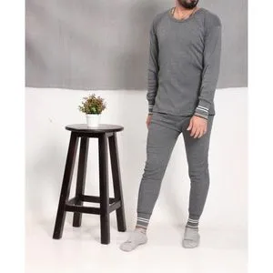 Set Of Full Sleeve & Pant Thermal For Men Dark Gray