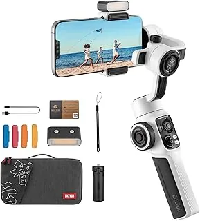 zhiyun Smooth 5S Combo Professional Gimbal Stabilizer for Smartphone, Handheld 3-Axis Phone Gimbal, Portable Stabilizer Compatible with iPhone and Android - White