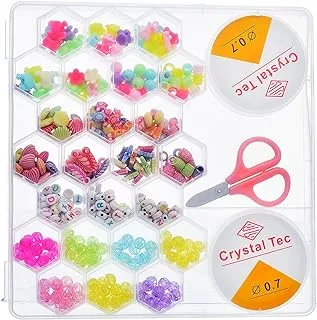 Generic Plastic Beads Jewelry Amazing Design Colorful Material With Various Styles Enlighten Your IQ And Plastic Small Scissors For Girls -MultiColor